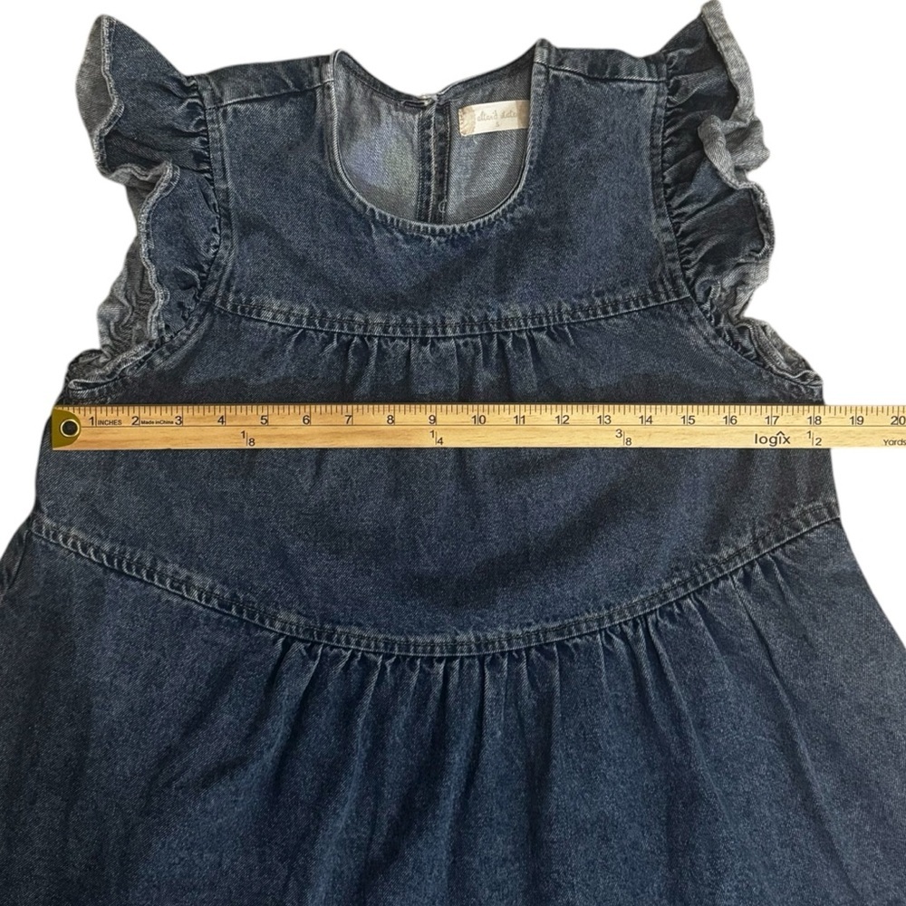 Altar'd State Blue Ruffle Sleeve Keyhole Medium Dark Wash Jean Denim Dress Small - Picture 8 of 10